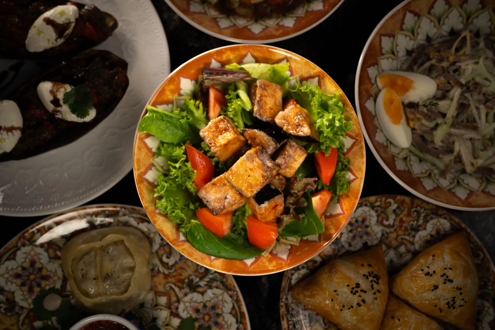 Mesa de sabores de Asia Central